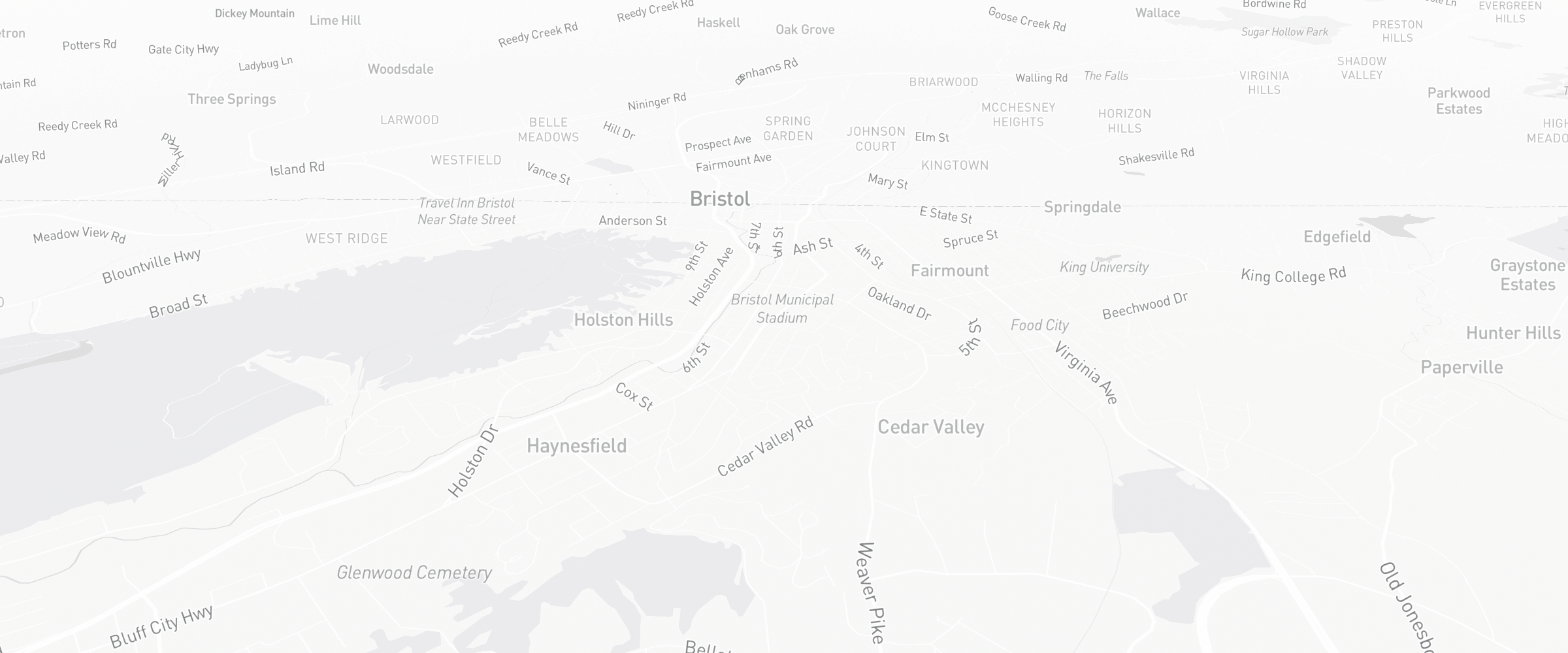 Neighborhood map of Bristol, VA — the area served by Life Insurance Agents of Bristol Group
